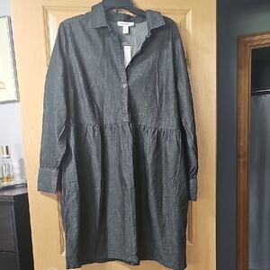 Nine West Charcoal Button-Up Dress